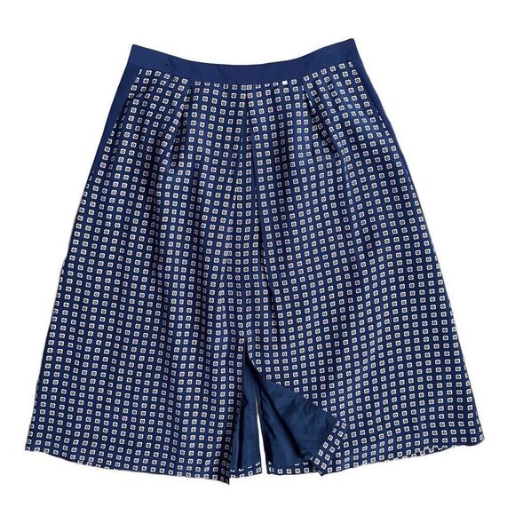 Madewell Silk Ascot Navy Print A-Line Skirt 2 - Picture 3 of 8